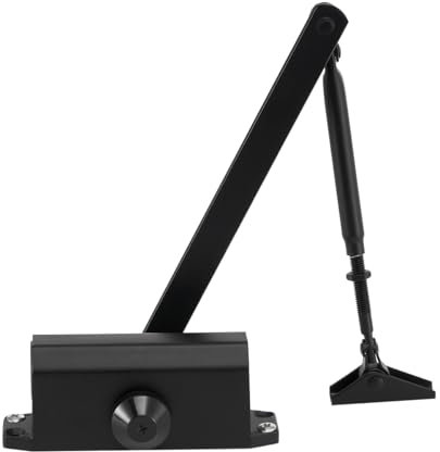 T&K Cierrapuertas hidráulico automático regulable con función de bloqueo a 90, Negro para puertas de 40KG ,cierrapuertas amortiguador con control de dos etapas