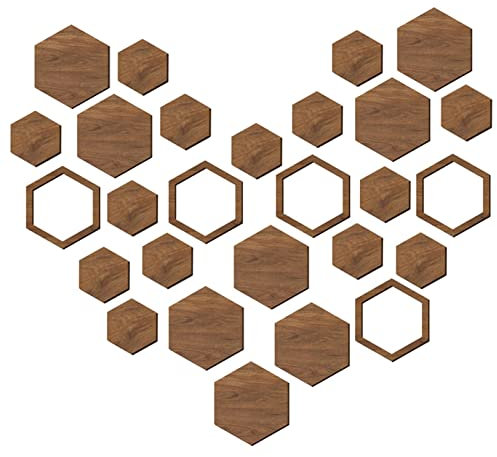 Waben- -Wandkunst, sechseckige Wanddekoration, bezaubernde geometrische Wandkunst, rustikale sechseckige Wandkunst, auffälliges sechseckiges Holzbild für Zuhause, Wohnzimmer, Schlafzimmer, 27 Stück