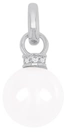Amor Charm 925 Sterling Silber Damen Charms, mit Zirkonia synth., mit Muschelkernperle, 2,2 cm, Weiß, Kommt in Schmuck Geschenk Box, 2038470
