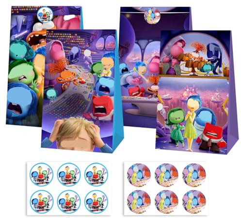 OPVXZAD12pcs Inside Sacchetti Regalo Party Gift Bags con Inside Adesivi Sacchetto per Caramella Sacchetti Carta Borsa Regalo Compleanno per Bambini Party Supplies Natale