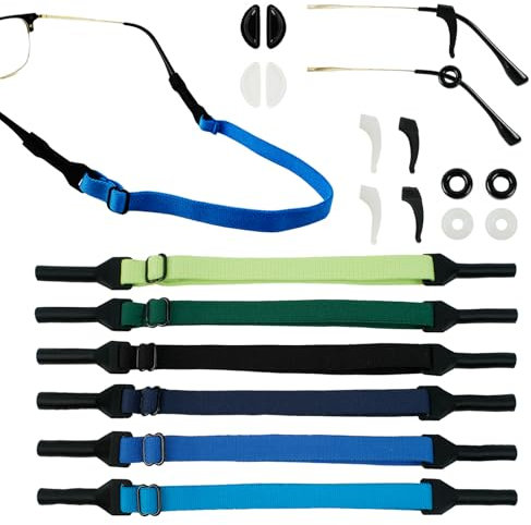 6 Stück Brillenband Sport, BrillenbäNder, Brillenband Herren Damen, Brillen Band, Brillenkette Herren, Brillenkette, Brillen ZubehöR, Brillenhalter, BrillenbüGel üBerzug zum Laufen, Wandern, Radfahren