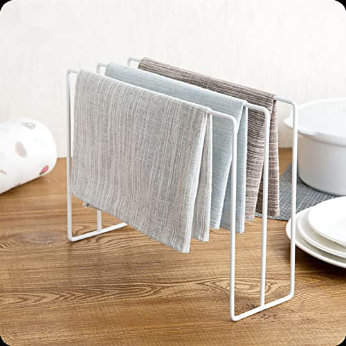 Dish Towel Holder, Kitchen Countertop Dish Rag Holder Iron Dish Cloth Holder Kitchen Towel Holder Stand Dishcloth Drying Rack Hand Towel Stand Rack for Kitchen Bathroom (White)