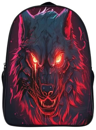 GAOYUCHUN Anime Wolf Schulrucksack Schultaschen-Set Für Teenager Schulranzen Rucksack Campus Laptop Backpack 40x28x16cm