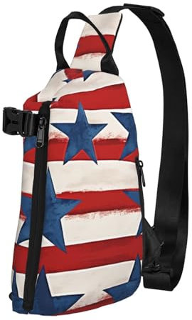 Ted Crossbody-Rucksack mit Sternstreifen, Flagge, für Damen und Herren, Brusttasche, modische Hüfttasche, verstellbare Bauchtasche, Schwarz, Einheitsgröße