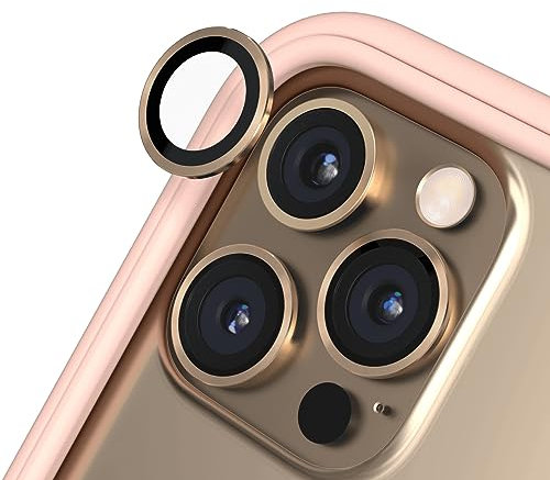 RhinoShield Protector de Cristal Templado 9H para Lente de Cámara Compatible con [iPhone 12 Pro Max] | Resistencia a Impactos, Protección a Prueba de Explosiones, Tecn Anti-Niebla - Dorado