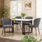 Kebnor Essgruppe,(Set,140×80×75cm Esstisch mit 4 Stühlen),Samt Esszimmerstühle, MDF Tischplatte in Weißer, V-förmig Schwarz Tischbeine (Dunkelgrau Samt Esszimmerstühle + Schwarz Tischbeine)