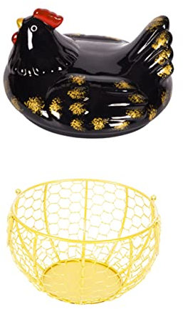 Cabilock Cesta para Huevos De Hierro Forjado Cesta para Verduras Huevera Multifunción