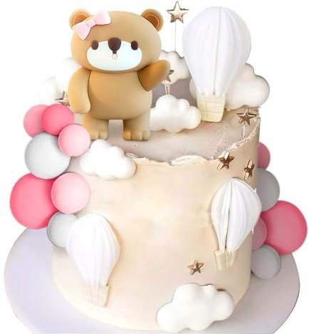 LaVenty Teddybär Tortendeko Taufe Tortendeko Mädchen Tortendeko Mädchen | Teddybär Tortendeko Taufe Tortendeko Mädchen Tortendeko Mädchen 1 Jahr Rose Tortendeko Teddybär Kuchen Deko Für Hochzeit