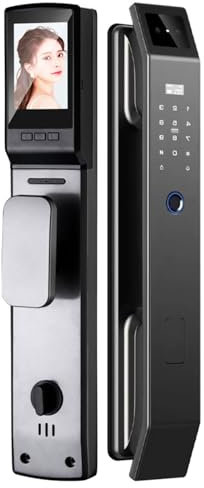HLGKBY Cerradura de Puerta Inteligente con reconocimiento Facial 3D con cámara, Cerradura de Puerta con Huella Digital, Cerradura de Puerta de Entrada sin Llave, cerraduras Inteligentes