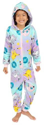 Mädchen Pokemon Pink Fleece Schlafanzug Pikachu Kinder Einteiler, rose, 11-12 Years