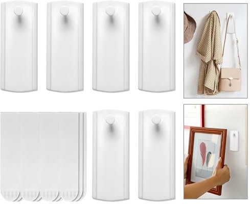 10 Stück Bilderhaken Selbstklebend, Großer Klebehaken Bilder-Haken Ohne Bohren, 16 Klebestreifen, Bilderaufhänger zum Kleben, Klebenägel Wand Nägel für Bilder, Poster, Fotos, Dekorative Gemälde