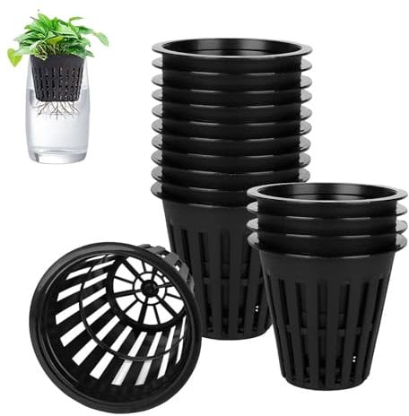 Hydroponik Net Pot, 15 Stück Hydroponischer Becher, Hydrokultur Töpfe, Pflanztöpfe für Hydrokultur, Wasserkultur Pflanzkorb Net Pot, Plant Net Cup Töpfe für Hydroponics Supplie, Schwarz (15PCS)