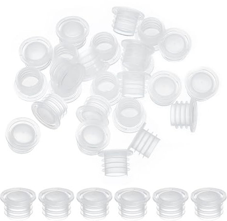 PATIKIL Salt and Pepper Shaker Stoppers 13mm/0.51, 25Pcs Plastic Salt Shaker Plug Replacement with Pull Ring Reusable Clear Round End Cap for Pots Bottles Pipes