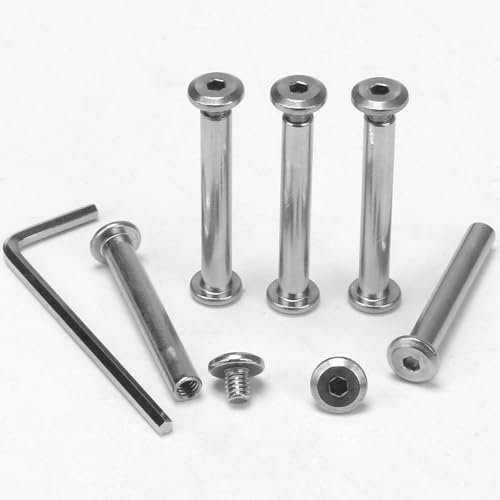 KINDPMA 70Pcs M4*35mm Vis de Connexion et Manchon Vis de Liaison en Acier Inoxydable Vis de Raccordement Connecteur d'armoire Connecteur Fileté Vis d'Assemblage pour Meubles Poignée Porte