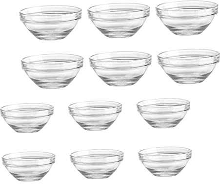 PRETYZOOM 12pièces Ramequins Verre Transparents pour Cuisine Servent Pudding Gâteau Saladiers Bols Transparents