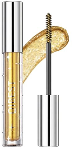 Glitzer Mascara, Gold Funkelnd Glänzend Wimperntusche, Voluminöse Diamant Glitter Mascara, Langlebig & Wasserfest Mascara mit Glitzer für sehr Funkelnde Augen Make-up, Verlängerung Bunt Mascara