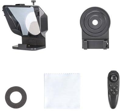 Juqoyue Tragbarer Teleprompter für Smartphones mit Fernbedienung und Handyhalterung für Videoaufnahmen und Live-Streaming