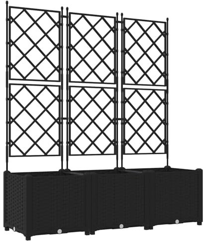 vidaXL Pot de Jardin avec Treillis 3 pcs Noir 120x40x143 cm