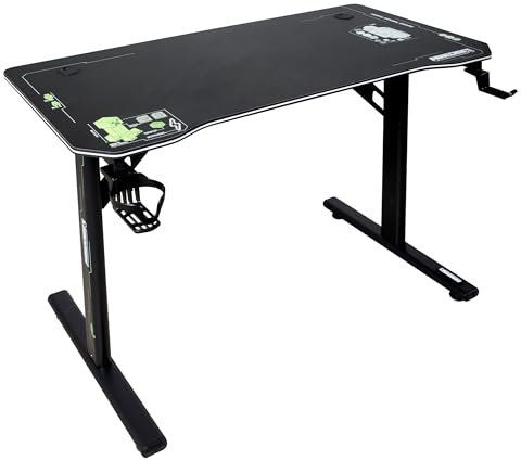 phoenix group AG original Minecraft Schreibtisch, Gamingtisch mit Getränkehalter und Kopfhörerhaken, Schwarz