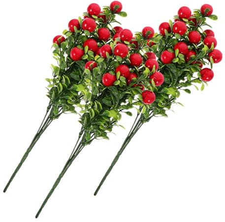 VICASKY Mazzo Di Frutta Di Ciliegia Artificiale Decorazione Realistica Per Rami Di Fiori Rossi Di Facile Manutenzione Piante Artificiali Per Soggiorno E Ufficio Design Puntelli di