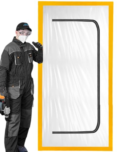 AGMI 1 x Staubschutztür mit Reißverschluss 110 x 220 cm | Mehrfach wiederverwendbar | Staubschutz bei Umbau & Renovierung | Staubtür | Bautür | Staubvorhang | Extra starke Folien-Bautür (Design 4)