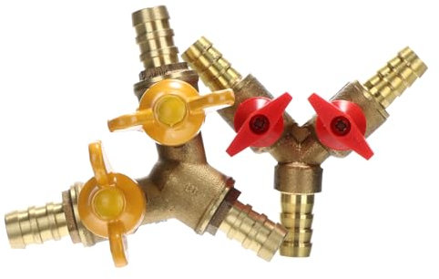 UKCOCO 2stücke Brenngasventil Aus Kupfer Mit Verstärktem Design Y-förmiger Absperrkugel Mit Zwei Ventilen Schlauchverbinder Für Brenngasadapter Luftventil Geeignet Für Hausgebrauch Und in