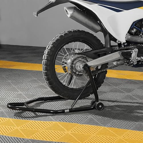Holdfiturn 2PCS Paddock Stand 46 X 10 X 58CM Motorcycle Rear Heavy Duty Rear Motor Bike Workshop Pit Motorcycle Paddock Stand Back Wheel Lift Chock for Lifting The Bike (Black)