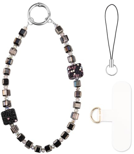 HONZUEN Correa de Mano para Móvil con Perlas | Perlas decorativas • Correa anticaídas • Para móvil llaves bolsos • Uso diario