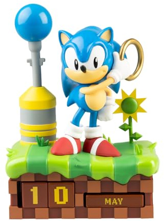 Grupo Erik Sonic the Hedgehog Lampe Ewiger Kalender Figur | 3D Kalender Tischkalender zum Aufstellen - Dauerkalender 12 x 16 x 8,5 cm - Offizieller Sonic Merch Büro Deko