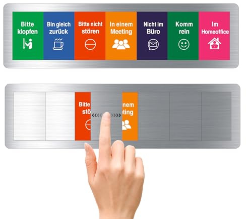 Cartel para puerta de oficina autoadhesivo – 7 opciones – por favor no molestar, en una reunión, no en la oficina, entra, por favor, toque, estoy justo atrás, en la oficina en casa – Señales para