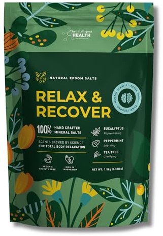 Epsom Salts - Magnesium Bath Salts Muscle Soak - Scented, 1.5kg | Relax and Recover, Scented with Natural Eucalyptus, Peppermint & Tea Tree Blend for Women & Men
