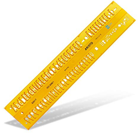 Aristo Isonorm Schriftschablone gerade Mittelschrift (7,0 mm, H-Profil, Typ B, formstabiler PET-Kunststoff) orange-transparent