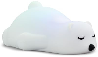X4-LIFE LED Nachtlicht Eisbär, Nachttischlampe aus Silikon für Kinder, tragbar und wiederaufladbar, Touch-Steuerung, als Geschenk für Jungen und Mädchen