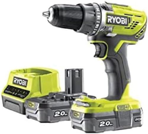 RYOBI Perceuse Visseuse 18V ONE+ R18DD3-220S – 2 Batteries 2.0Ah + Chargeur, Mandrin 13 mm, 2 Vitesses, 24 Réglages – Compacte et Polyvalente