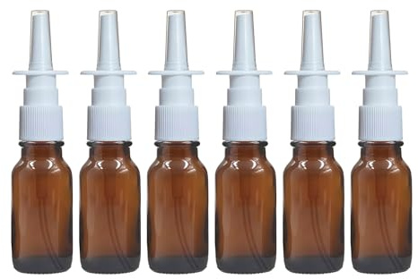 ericotry 6PCS 30ml Empty Brown Glass Sprayer Nasal Bottle For Nasal Irrigation Spray Saline Water Applications (30ml)