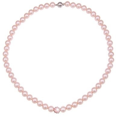 Leslii Damen-Kette Perlen-Collier kurze Perlen-Kette Glitzer Strass-Kugel Magnet-Verschluss (Rosa)