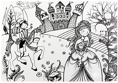 alles-meine.de GmbH 4 Stück Mal & Bastel & Knet - Unterlagen/Schreibtischunterlagen - Prinzessin & Prinz - Märchen - 48 cm * 34 cm - zum bemalen anmalen - Platzdeckchen - abw..
