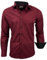Subliminal Mode - Repassage Facile Chemise Homme Col Bicolore Uni Manches Longues Coupe Slim Business Idée Cadeau, Noël, Saint Valentin RN44,XXL,Rouge