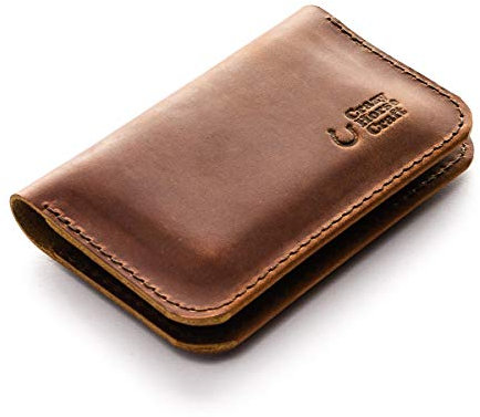 Leder Geldbörse und Kreditkartenfach, Classic Brown, Handgefertigter Minimalistisch Schlank Vintage Stil Kartenhalter, Personalisiertes Geschenk, Wallet, Cardholder, Crazy Horse Craft