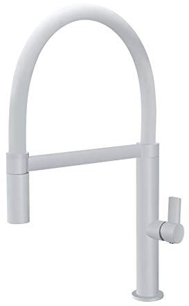 Mice - Grifo de cocina, monomando para fregadero extraíble flexible con teleducha - Mezclador de cocina agua fria/caliente - Blanco Mate