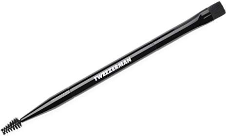 TWEEZERMAN Augenbrauenbürste und Augenbrauenpinsel Flach 2-in-1 für Perfektes Formen der Brauen, Schwarz