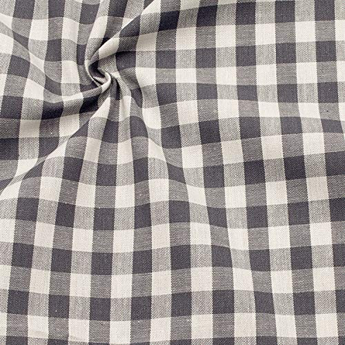 STOFFKONTOR 100% Baumwollstoff Stoff Züchen Vichy Karo groß - Öko-Tex Standard 100 - Meterware, grau weiss - zum Nähen von Bekleidung, Vorhängen, Bettwäsche, Dekorationen uvm.