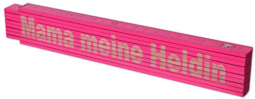 TE-Trend 2m Zollstock Pink Meterstab personalisierter Zollstock Frauen Laser Gravur Maßstab Spruch Mama meine Heldin Rosa