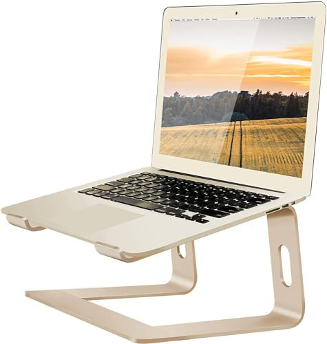 Orionstar Laptop Stand for Desk, Aluminum Laptop Riser, Portable Computer Stand for Apple Mac MacBook Air Pro 10-15.6 Inch Notebook Computer, Detachable Ergonomic Elevator Holder Macbook Stand, Gold