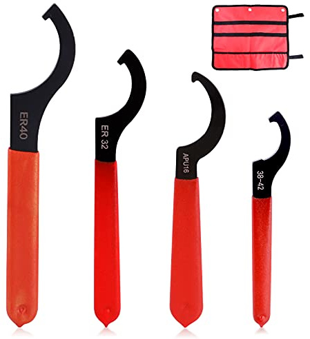 Cimeton 4Pcs Heavy Duty Carbon Steel Coilover Adjustment Spanner Wrench Set Universal Coilover Shock Adjustment Hook Spanner for Suspension System and Shock Adjustments