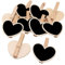 Egurs 20 Stück Kleine Kreidetafel Mini Holz Tafel Memotafel Herz/Quadratische Form mit Clips Holztafel Klammer für Hochzeit Party Tischdeko Herz