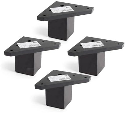 4 Pièces Pied de Meuble avec Plaque de Montage - pour Le Table, lit, chaises - Plastiqué ABS - Hauteur: 6 cm - Couleur: Noir - Ne Comprend Pas Les vis - REI