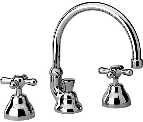 Paini Liberty Rubinetto Lavabo 3 Fori con Bocca Alta Orientabile Cromato - Scarico Automatico 11/4 + Piletta e Flessibili