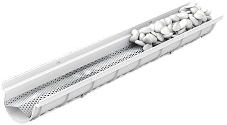 MEA Dekorative Entwässerungsrinne DECOSTONE, (1 m) mit Lochblech aus verzinktem Stahl ohne Zubehör - Entwässerungssystem für Terrassen, Garageneinfahrten, Gärten und Fußgängerzonen. BK A15