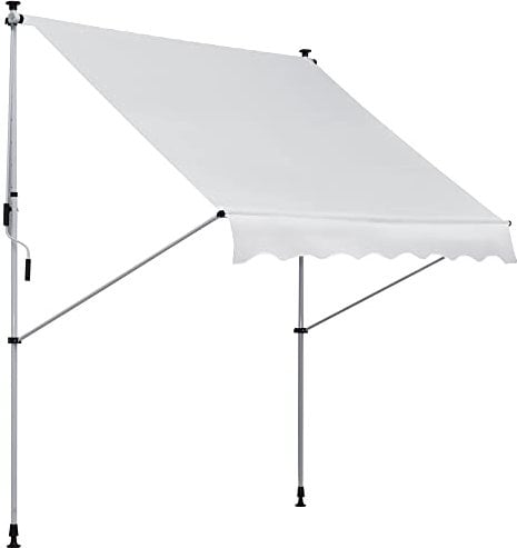 Outsunny Tenda da Sole 2x1.5m per Esterno a Rullo con Manovella, Telaio Telescopico e Angolazione Regolabile, Bianco